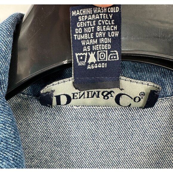 QVC Denim & Co. Women's Embroidered Collar Denim Jacket Classic Trucker Medium - Picture 7 of 7